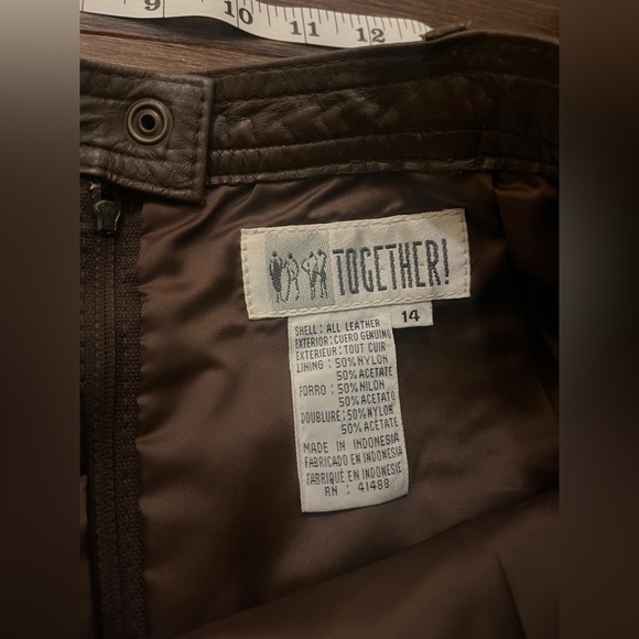 Vtg Together Brown Leather Pencil Skirt - Picture 4 of 4